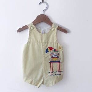 VINTAGE VGUC Boys Summer Beach Teddy Bear Life Guard Appliqué Jon Jon